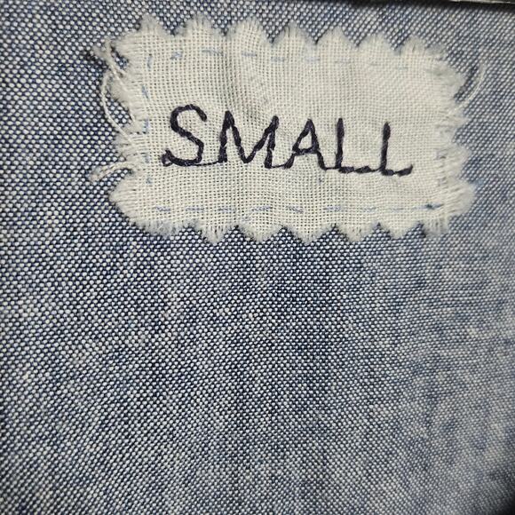 VTG Handmade Denim Dress with Fringe Hem, Heart Pocket & Buttons, size Small - Picture 6 of 6